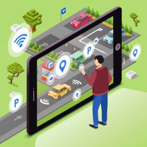 smart-parking-man-user-with-smartphone-touch-screen-control-car-driving-park_33099-165