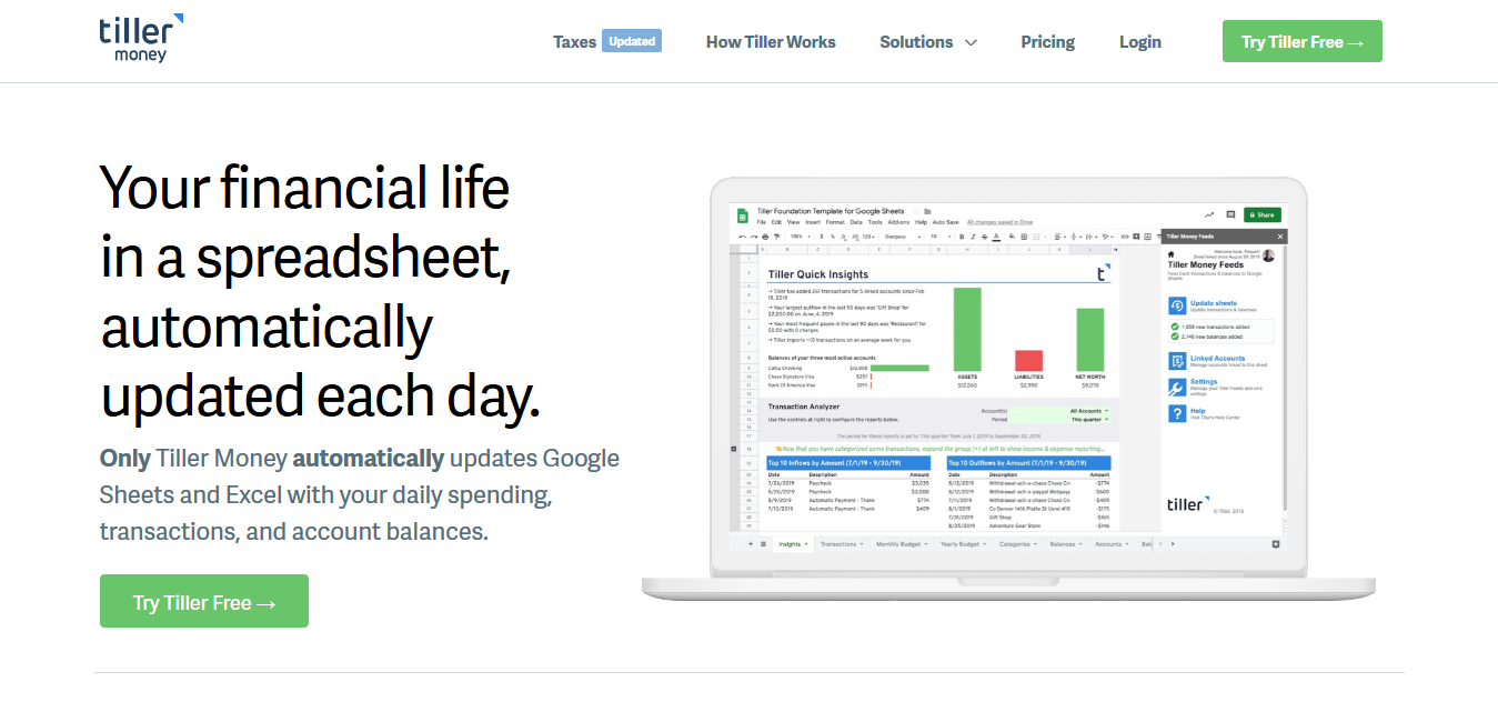 Tiller - Best For Spreadsheet Management